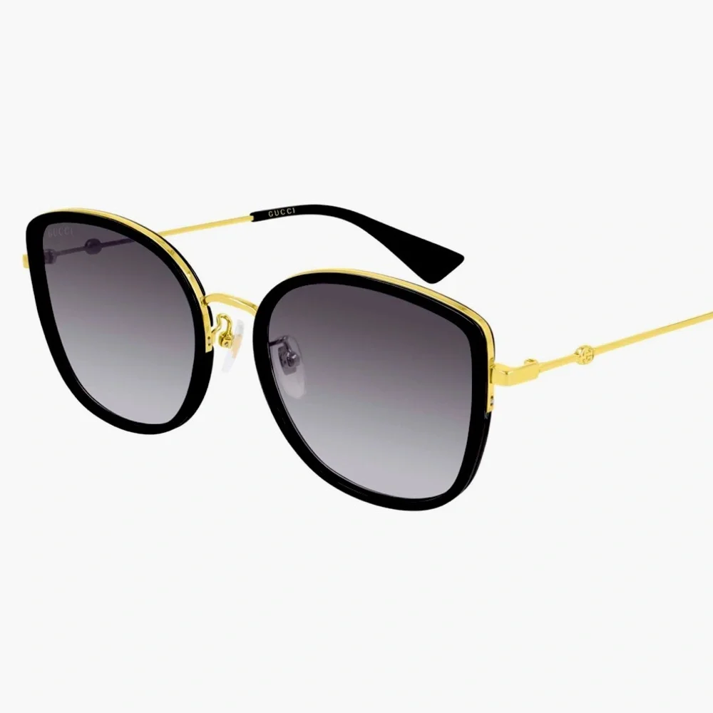 Gucci Black Gold Sunglasses with Gradient Lenses Gg0606sk butterfly authentic!